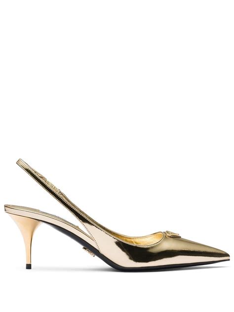 prada studded fringed leather slingback pumps|prada metallic slingback pumps.